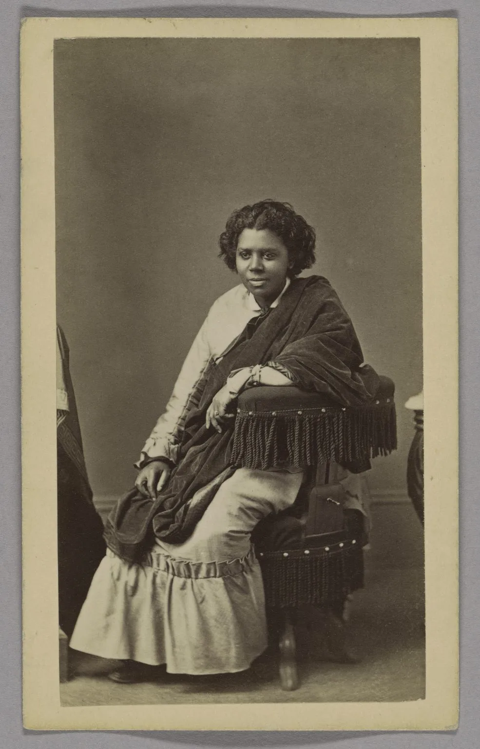 Henry Rocher, Edmonia Lewis (1845-1907), about 1870. Albumen silver print on card. Transfer from Special Collections, Fine Arts Library, Harvard College Library, Bequest of Evert Jansen Wendell. 2010.67. Harvard Art Museums Fogg Museum.