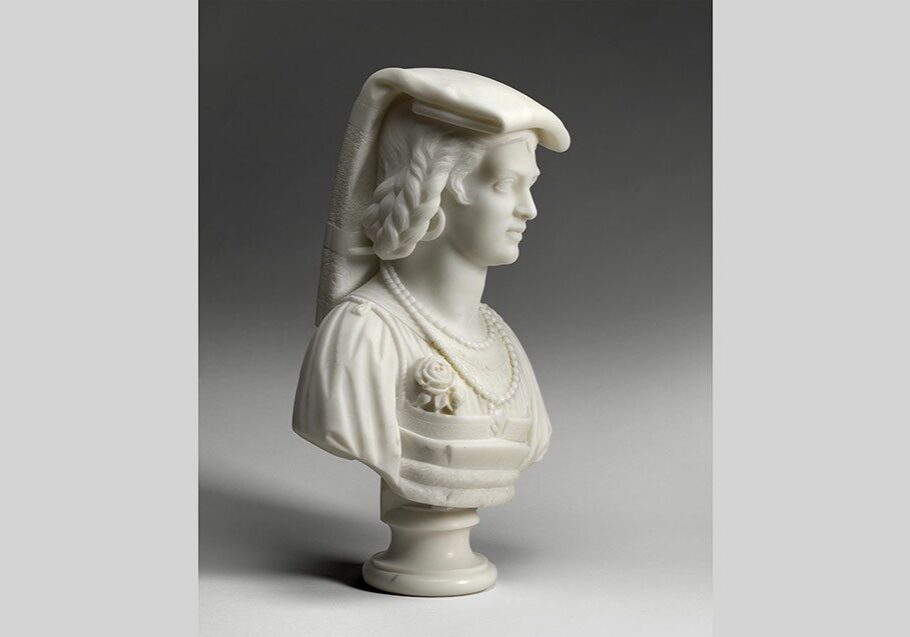 Marble bust of a woman in profile